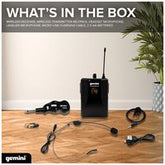 Gemini GMU-HSL100 UHF Wireless Headset & Lavalier Microphone System